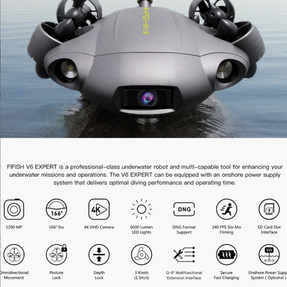 FIFISH M200A Expert, 4K ROV with Robotic Arm, Industrial Case, 100M Combo