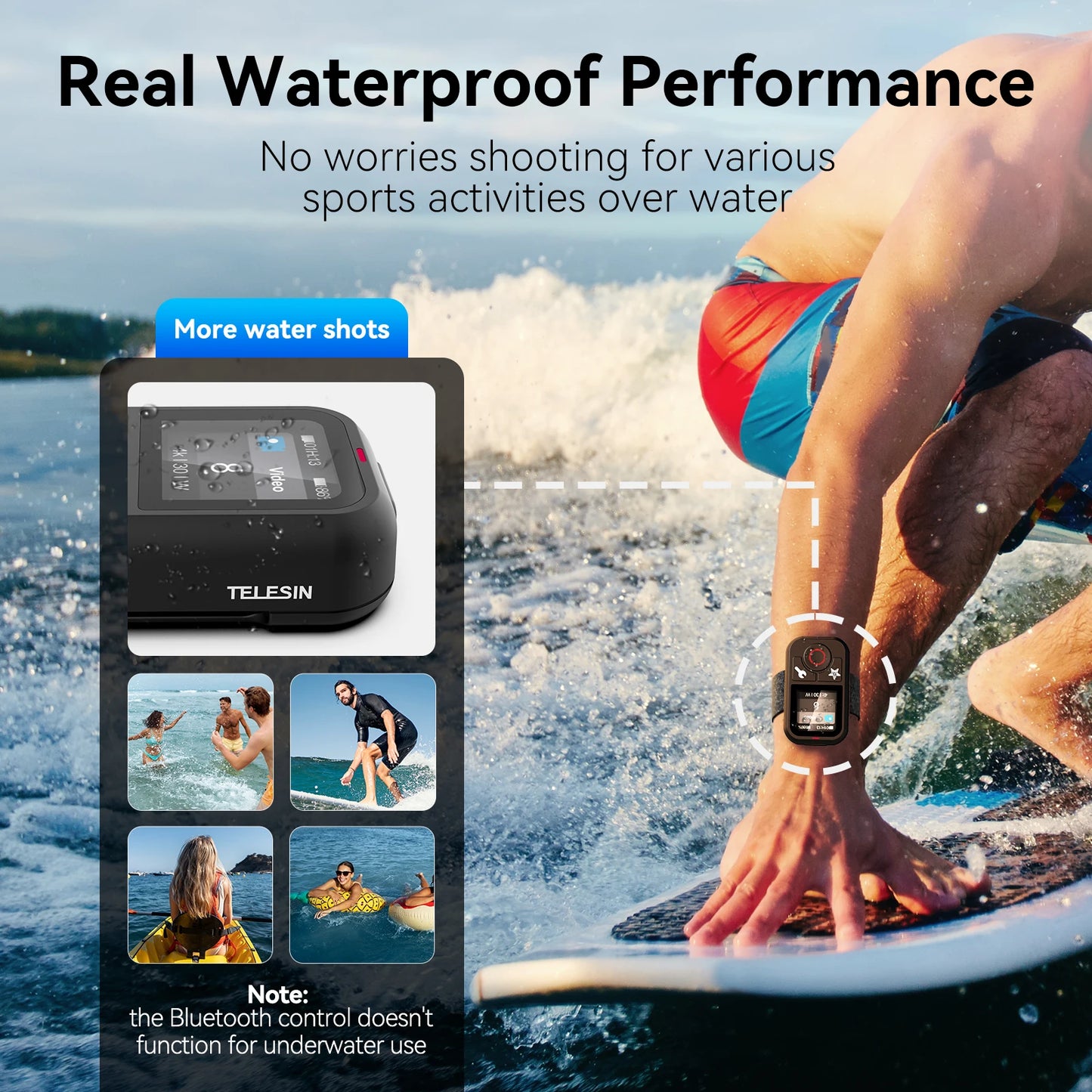 TELESIN T13 Waterproof Bluetooth Remote For GoPro Hero 13, 12, 11, 10, 9, 8, and Max