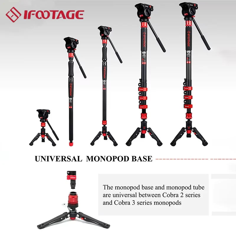 IFOOTAGE Cobra 3 C180F-P Camera Monopod with Pedal Locking Control, 71" Carbon Fiber